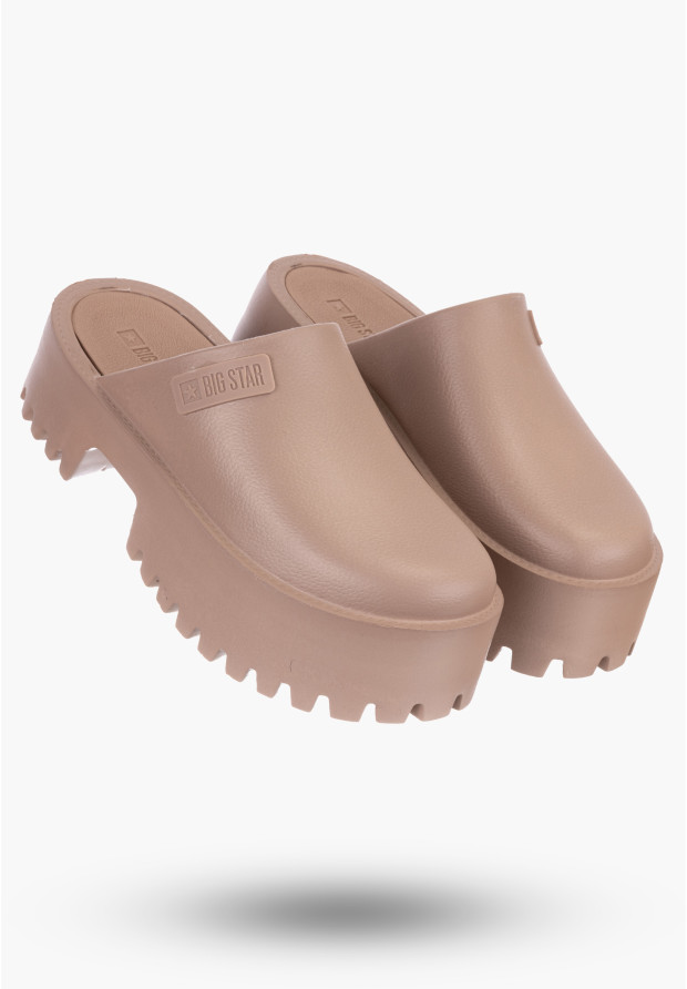 Klapki Big Star Beżowe Buty Damskie NN274016