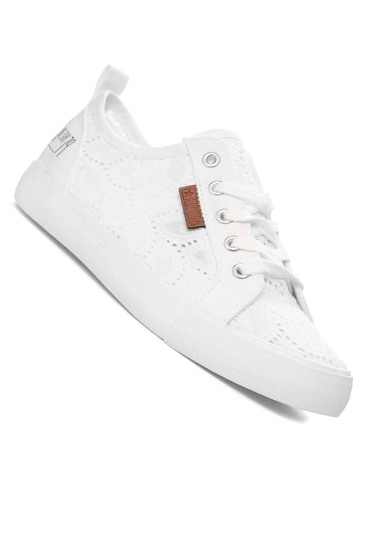 Trampki Damskie Big Star Białe Buty Koronkowe W274925