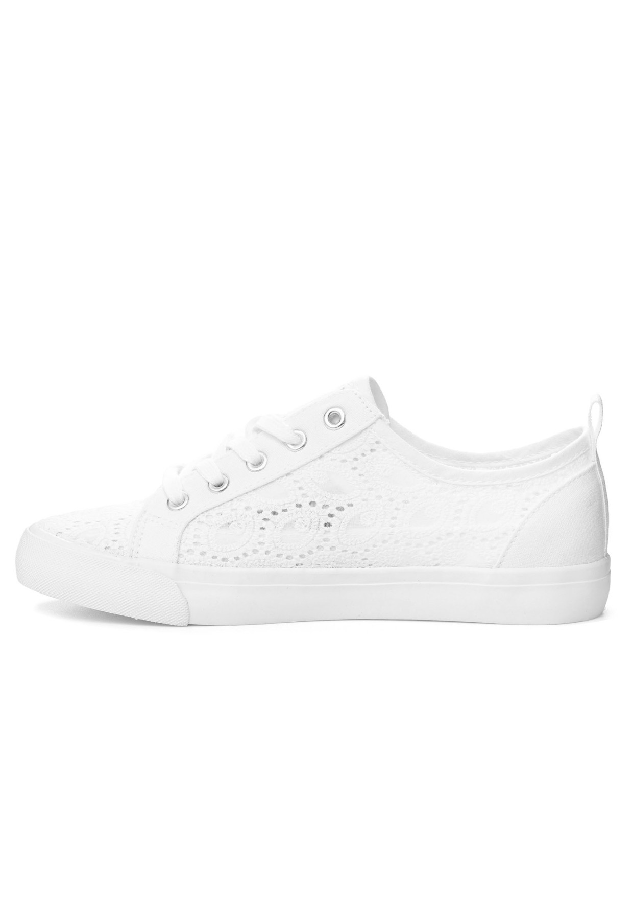 Trampki Damskie Big Star Białe Buty Koronkowe W274925