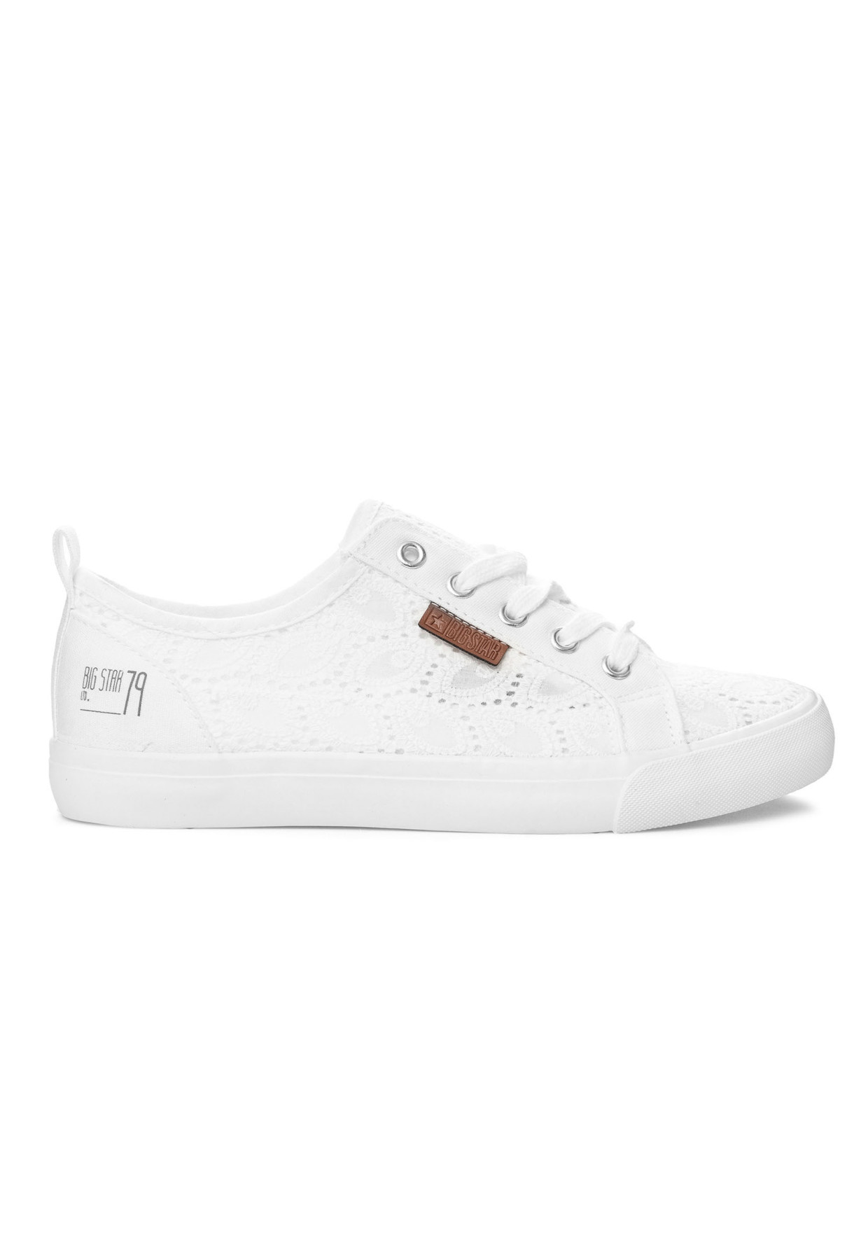 Trampki Damskie Big Star Białe Buty Koronkowe W274925