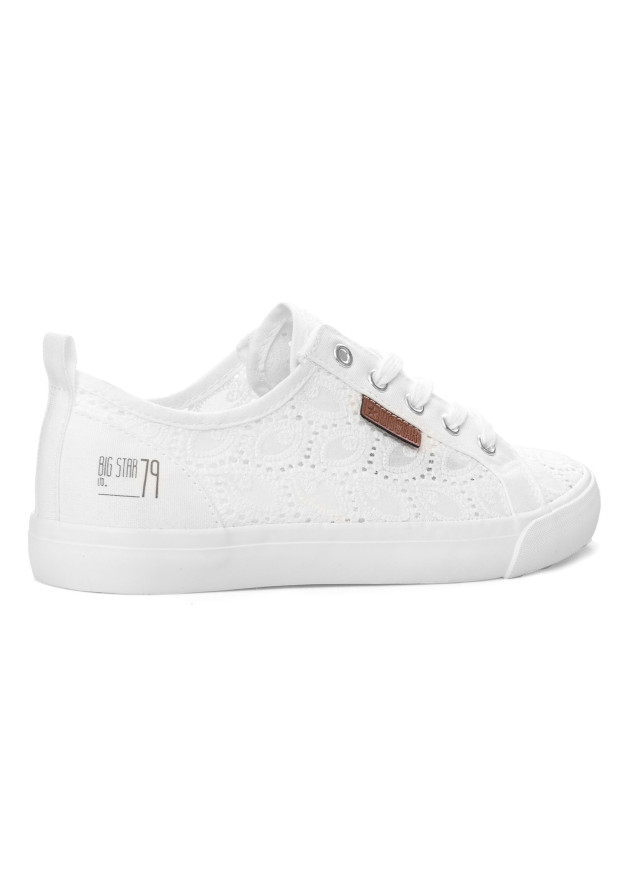 Trampki Damskie Big Star Białe Buty Koronkowe W274925
