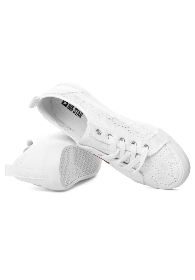 Trampki Damskie Big Star Białe Buty Koronkowe W274925