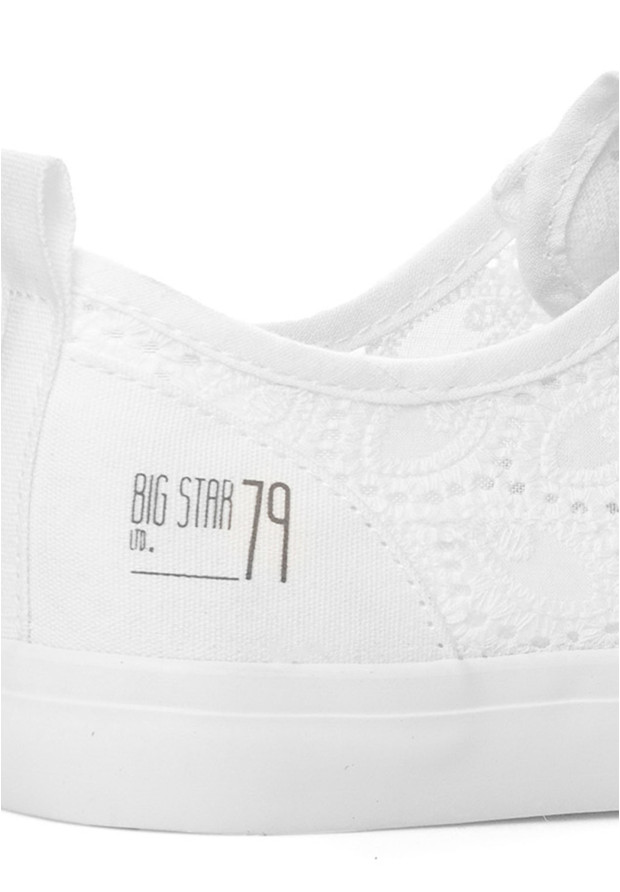 Trampki Damskie Big Star Białe Buty Koronkowe W274925