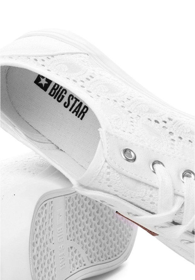 Trampki Damskie Big Star Białe Buty Koronkowe W274925