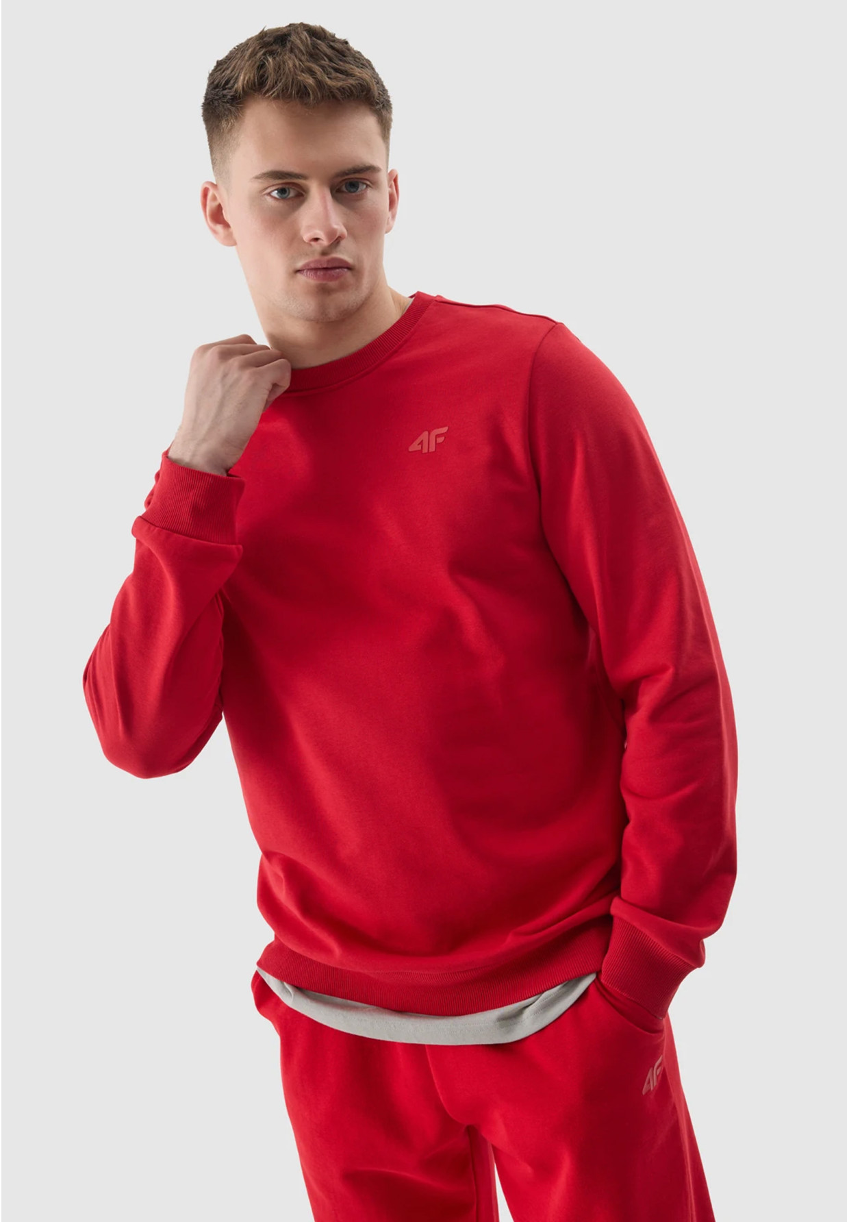Bluza Męska 4F Sportowa Czerwona nierozpinana TSWSM1181
