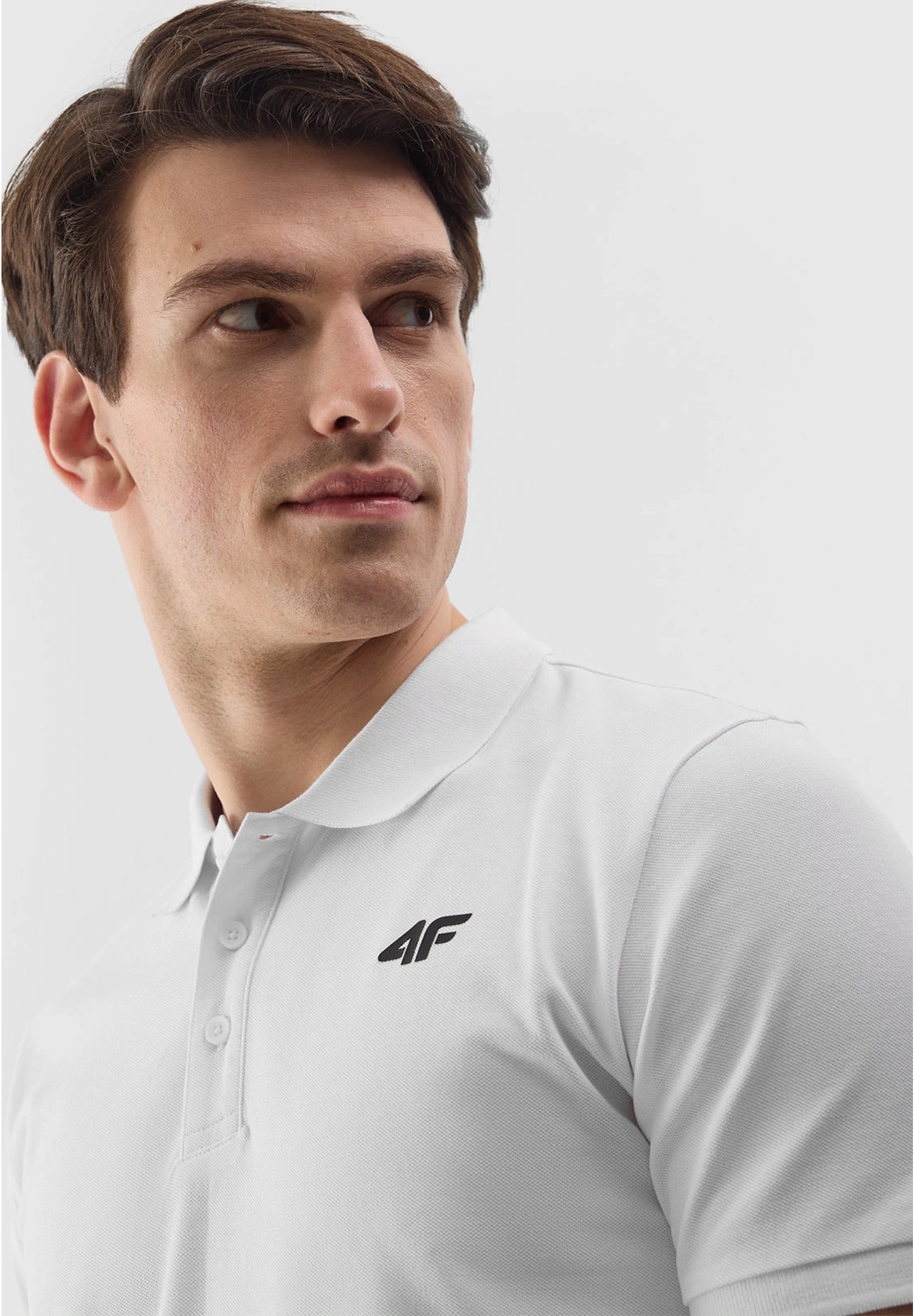 Koszulka Polo Biała 4F Sportowy T-shirt z kołnierzykiem Regular TPTSM130