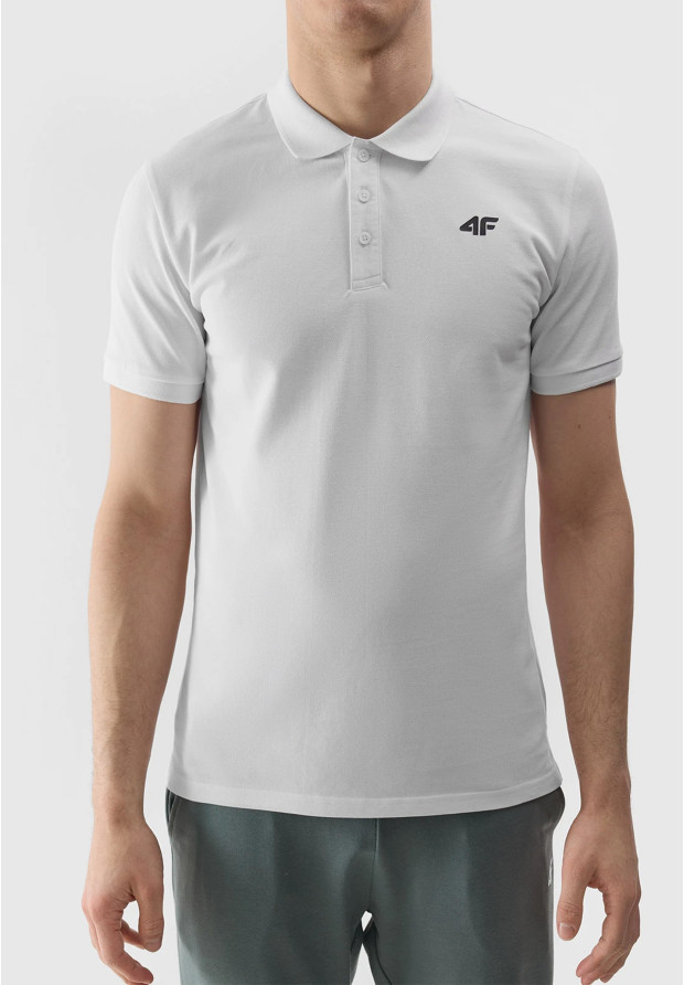 Koszulka Polo Biała 4F Sportowy T-shirt z kołnierzykiem Regular TPTSM130