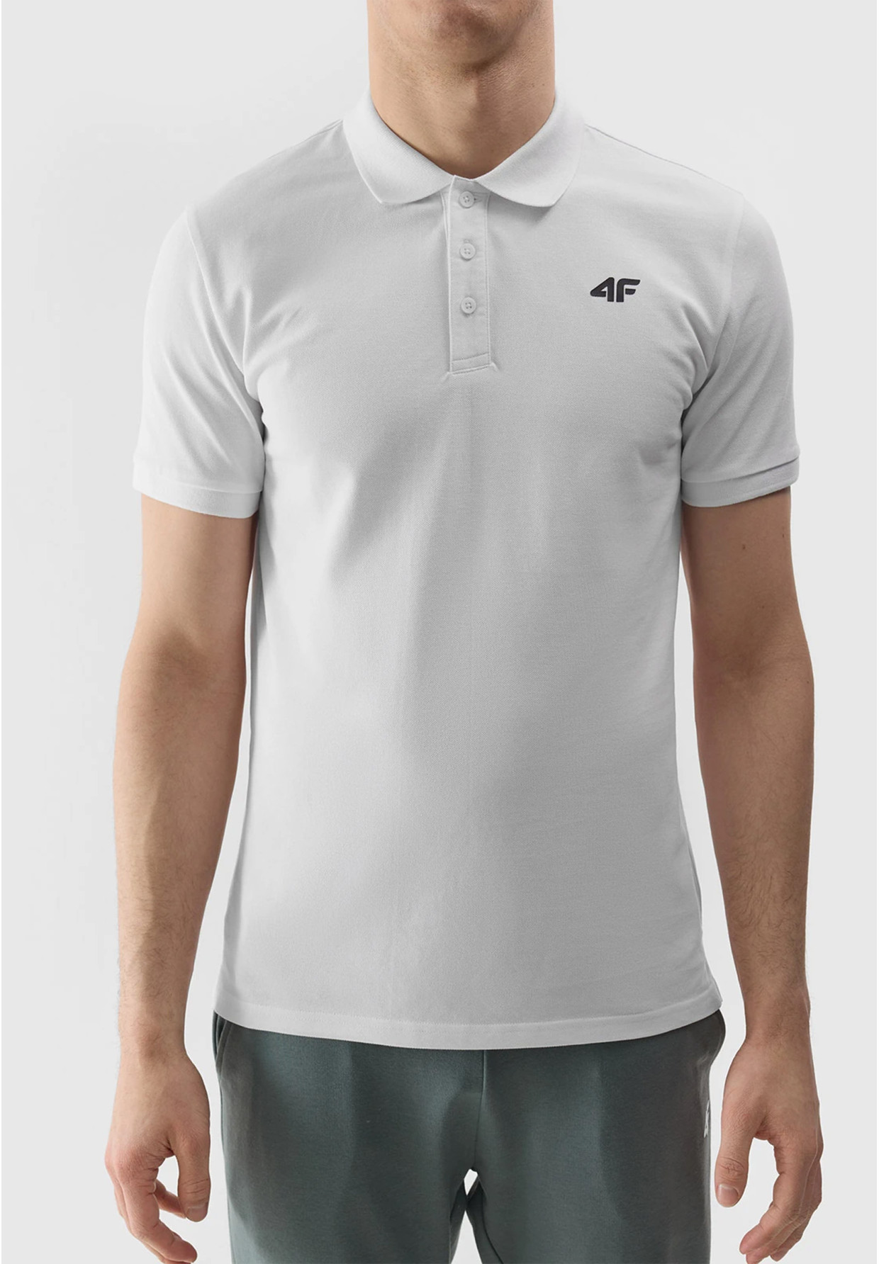Koszulka Polo Biała 4F Sportowy T-shirt z kołnierzykiem Regular TPTSM130