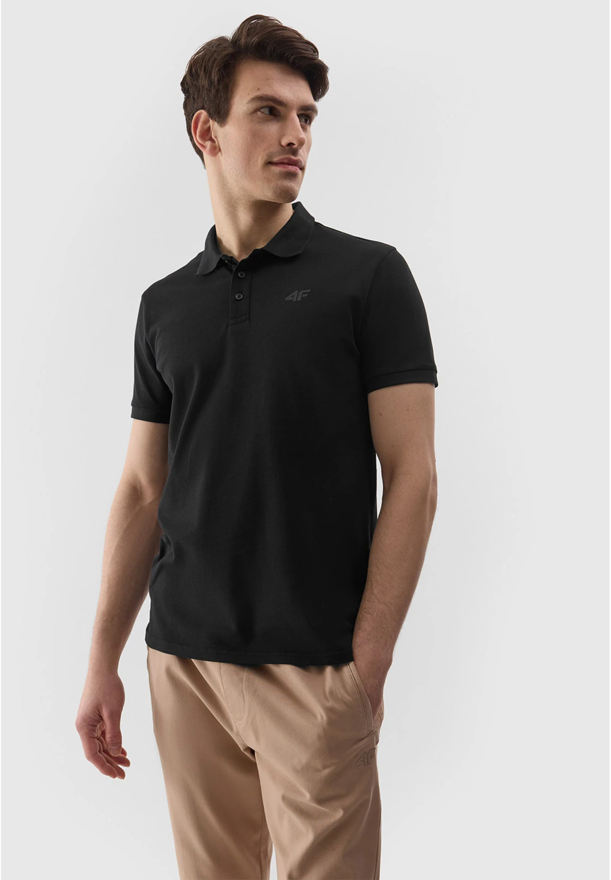 Koszulka Polo Czarna 4F Sportowy T-shirt z kołnierzykiem Regular TPTSM130