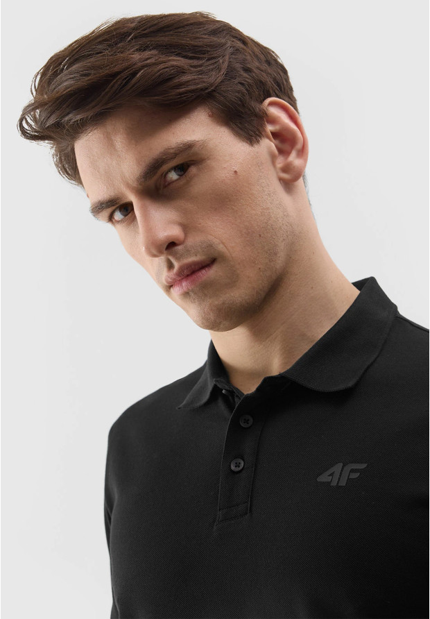 Koszulka Polo Czarna 4F Sportowy T-shirt z kołnierzykiem Regular TPTSM130