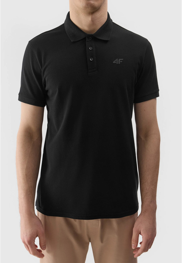 Koszulka Polo Czarna 4F Sportowy T-shirt z kołnierzykiem Regular TPTSM130