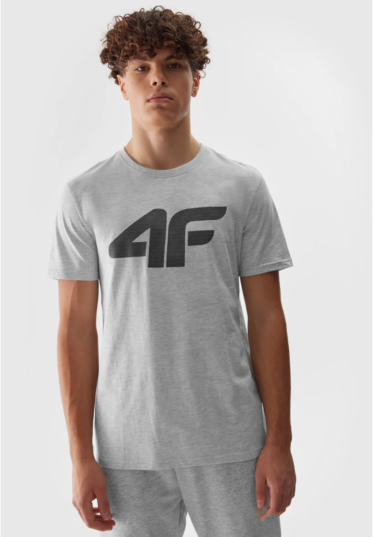 Koszulka Męska 4F Sportowy T-shirt Szary Regular TTSHM1155