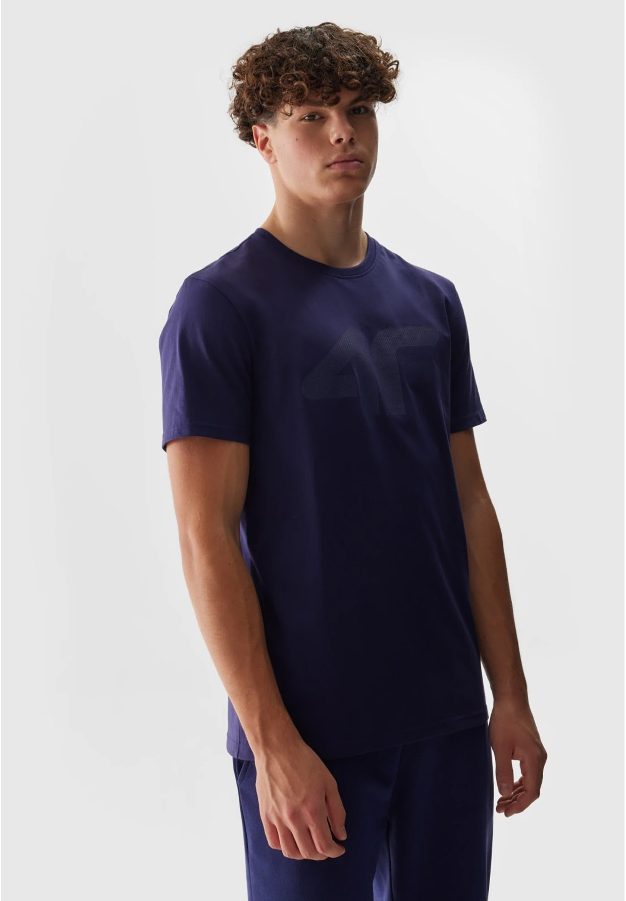 Koszulka Męska 4F Sportowy T-shirt Granatowy Regular TTSHM1155