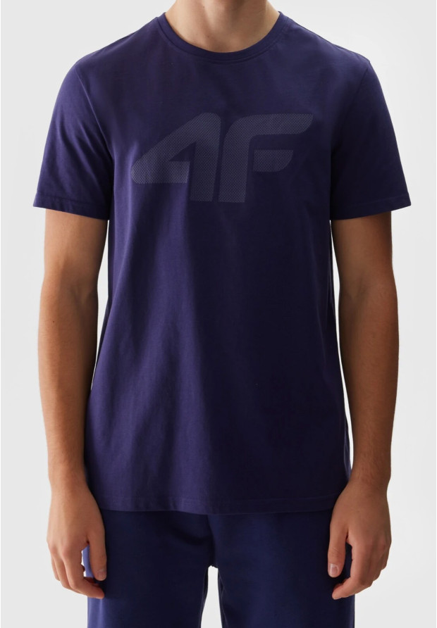 Koszulka Męska 4F Sportowy T-shirt Granatowy Regular TTSHM1155