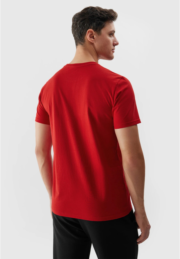 Koszulka Męska 4F Sportowy T-shirt Czerwony Regular TTSHM1154