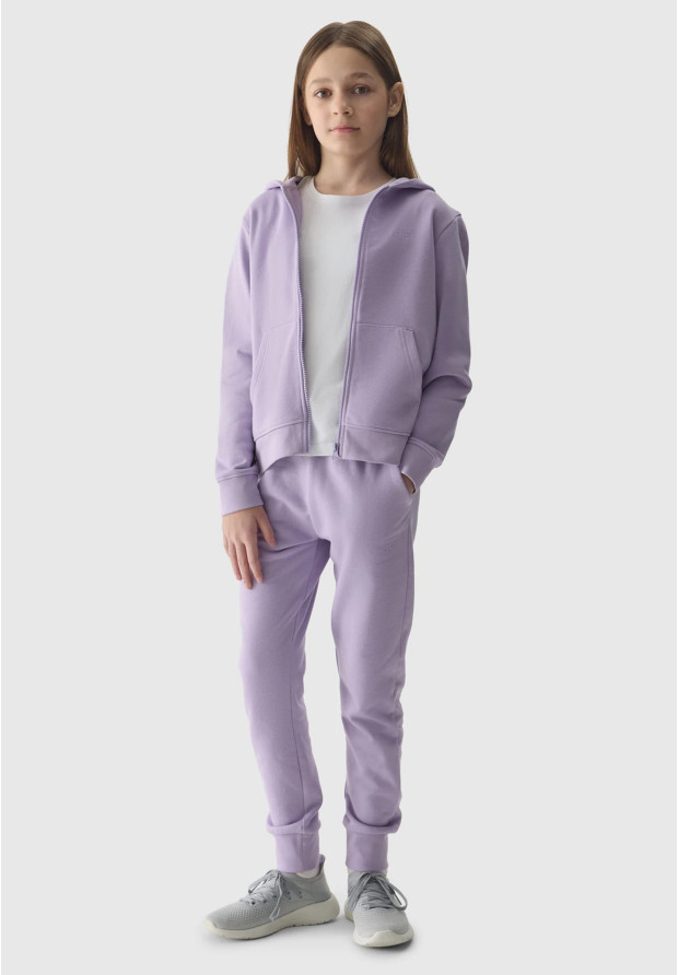Bluza Dziewczęca 4F z kapturem fioletowa rozpinana TSWSF0919