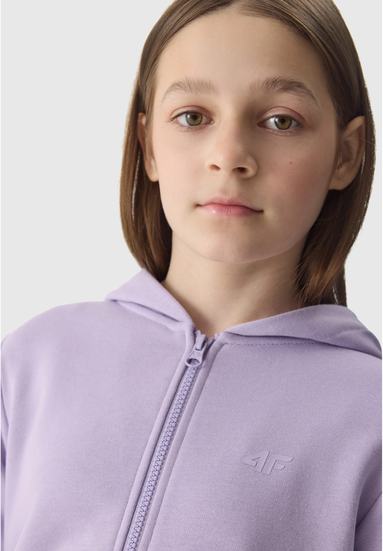 Bluza Dziewczęca 4F z kapturem fioletowa rozpinana TSWSF0919