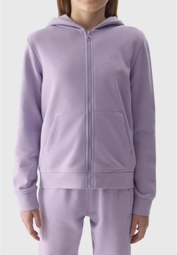 Bluza Dziewczęca 4F z kapturem fioletowa rozpinana TSWSF0919
