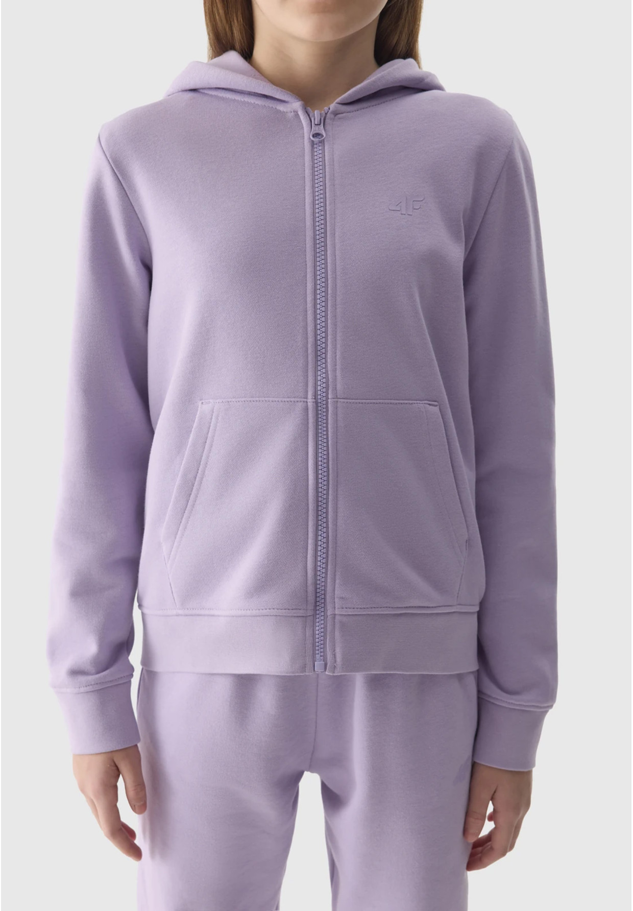 Bluza Dziewczęca 4F z kapturem fioletowa rozpinana TSWSF0919