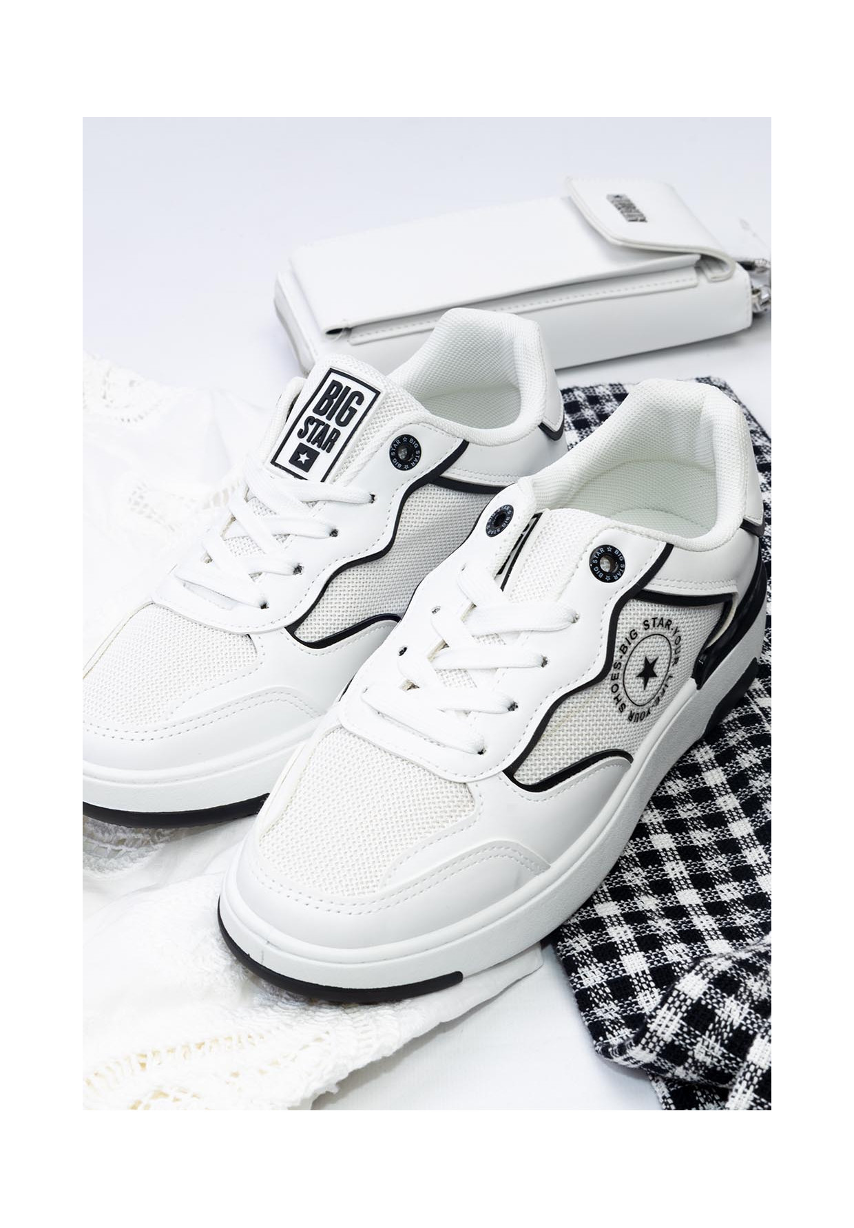 Sneakersy Damskie BIG STAR Białe z siatką LL274440