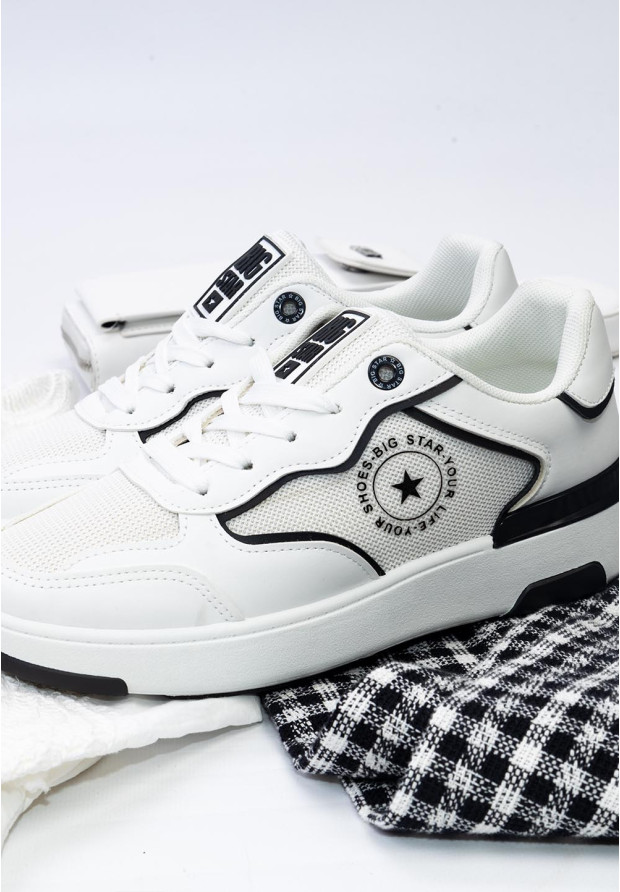 Sneakersy Damskie BIG STAR Białe z siatką LL274440