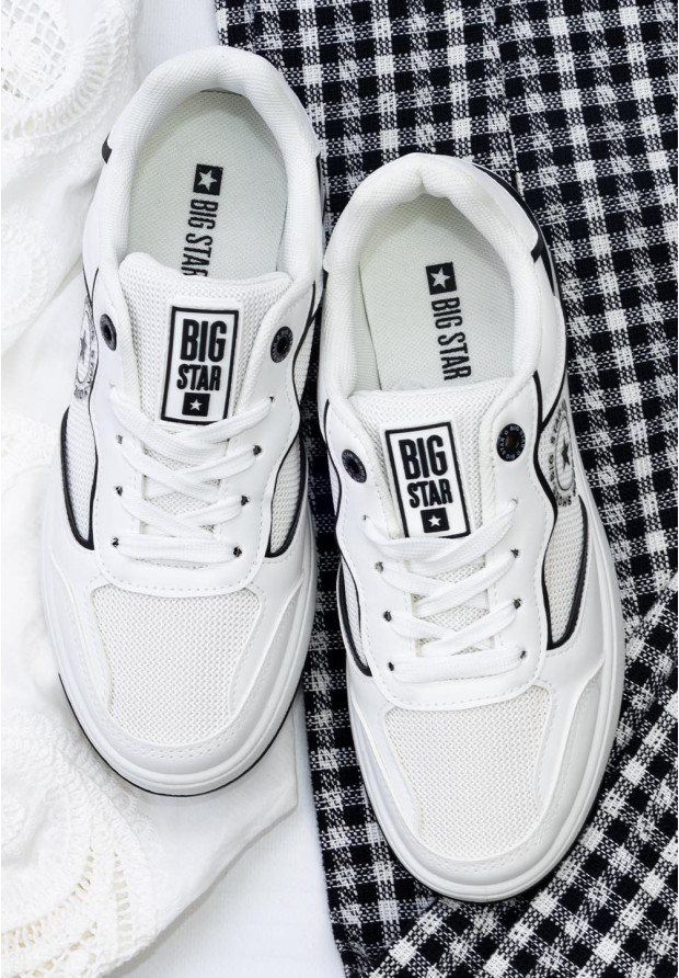 Sneakersy Damskie BIG STAR Białe z siatką LL274440