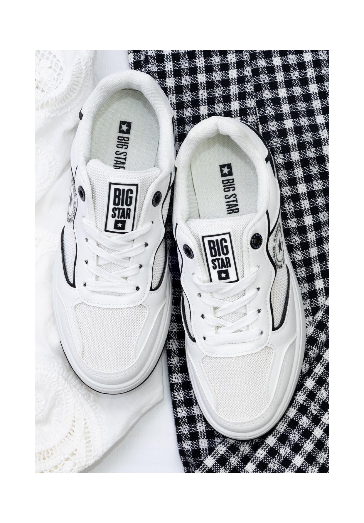 Sneakersy Damskie BIG STAR Białe z siatką LL274440
