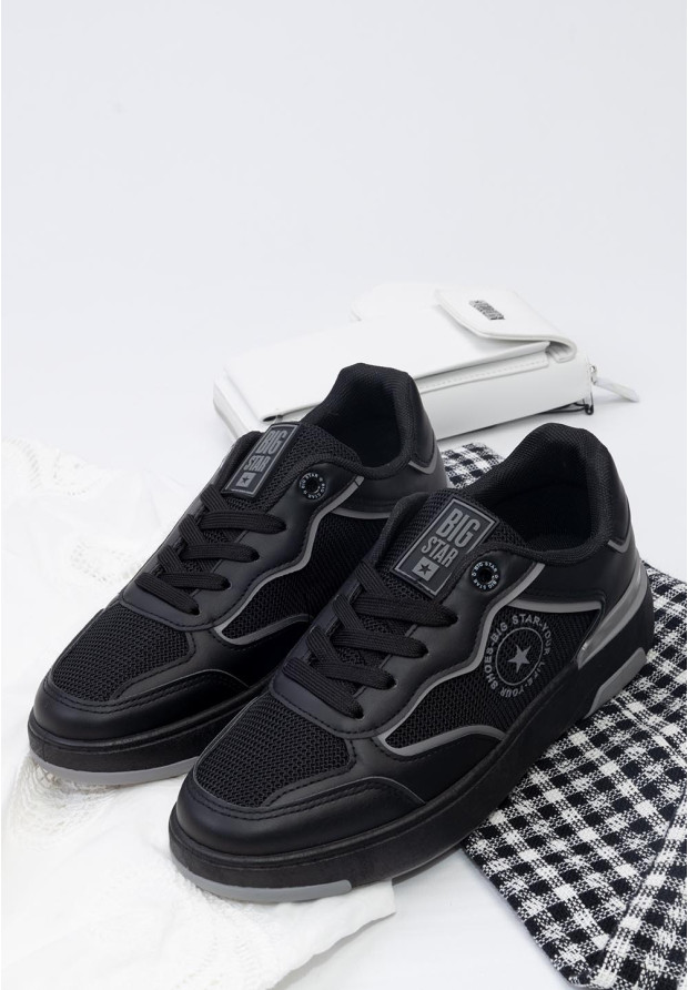 Sneakersy Damskie BIG STAR Czarne z siatką LL274443