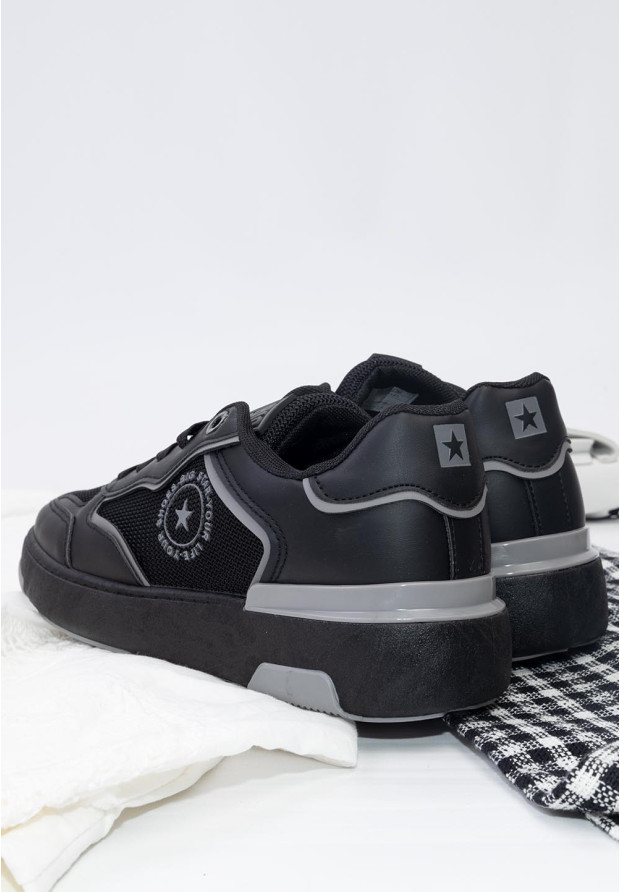 Sneakersy Damskie BIG STAR Czarne z siatką LL274443