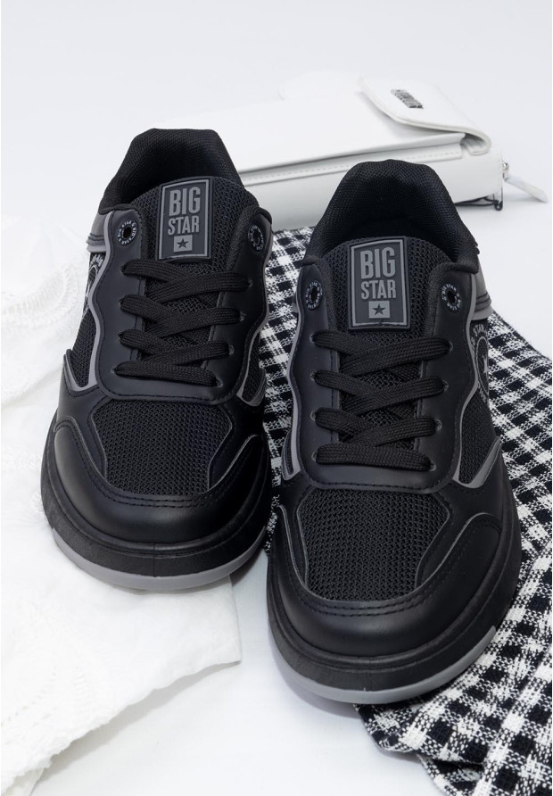 Sneakersy Damskie BIG STAR Czarne z siatką LL274443