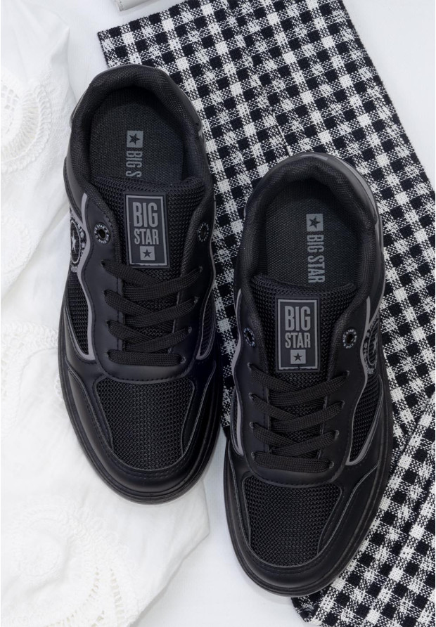Sneakersy Damskie BIG STAR Czarne z siatką LL274443