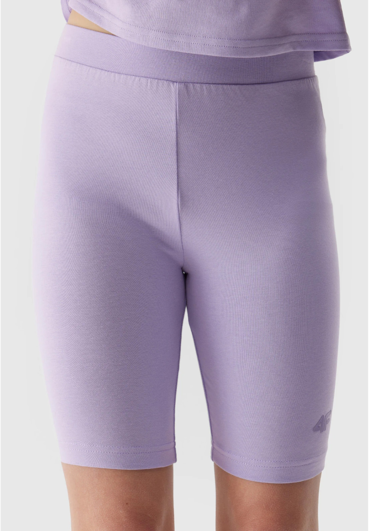 Legginsy Dziewczęce Kolarki 4F dzianinowe jasny fiolet 4FJWSS24TTIGF129