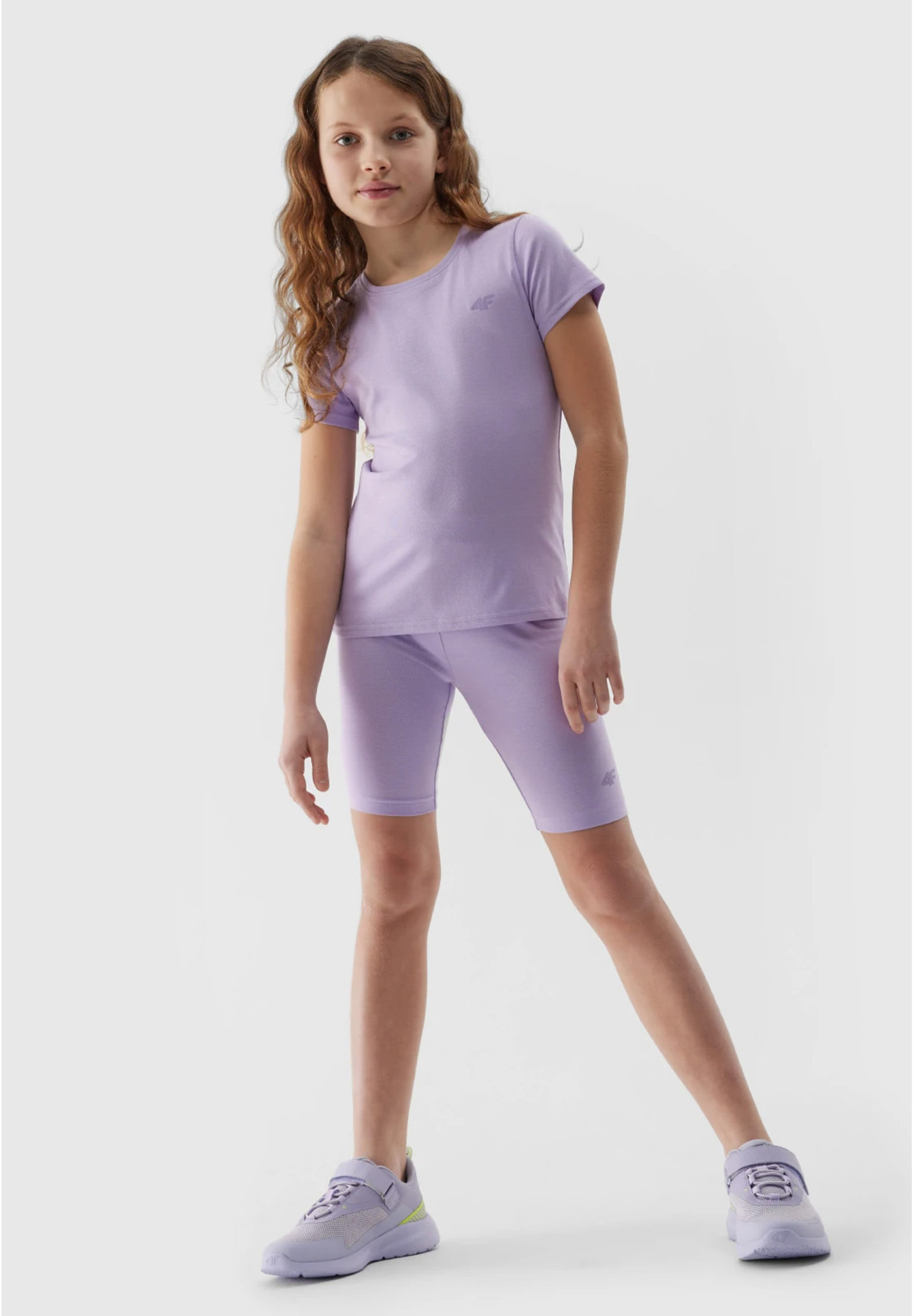 Legginsy Dziewczęce Kolarki 4F dzianinowe jasny fiolet 4FJWSS24TTIGF129