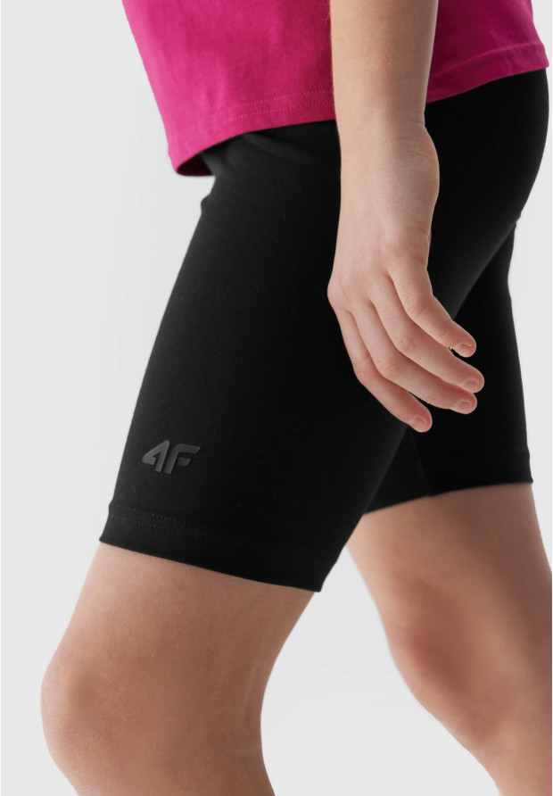 Legginsy Dziewczęce Kolarki 4F dzianinowe czarne 4FJWSS24TTIGF129