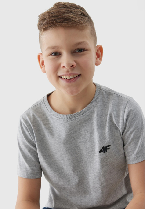 Koszulka Chłopięca 4F T-shirt basic szary 4FJWSS24TTSHM1116