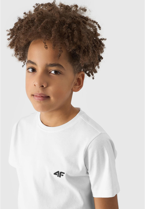 Koszulka Chłopięca 4F T-shirt basic biała 4FJWSS24TTSHM1116