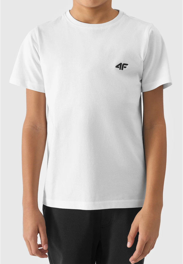 Koszulka Chłopięca 4F T-shirt basic biała 4FJWSS24TTSHM1116
