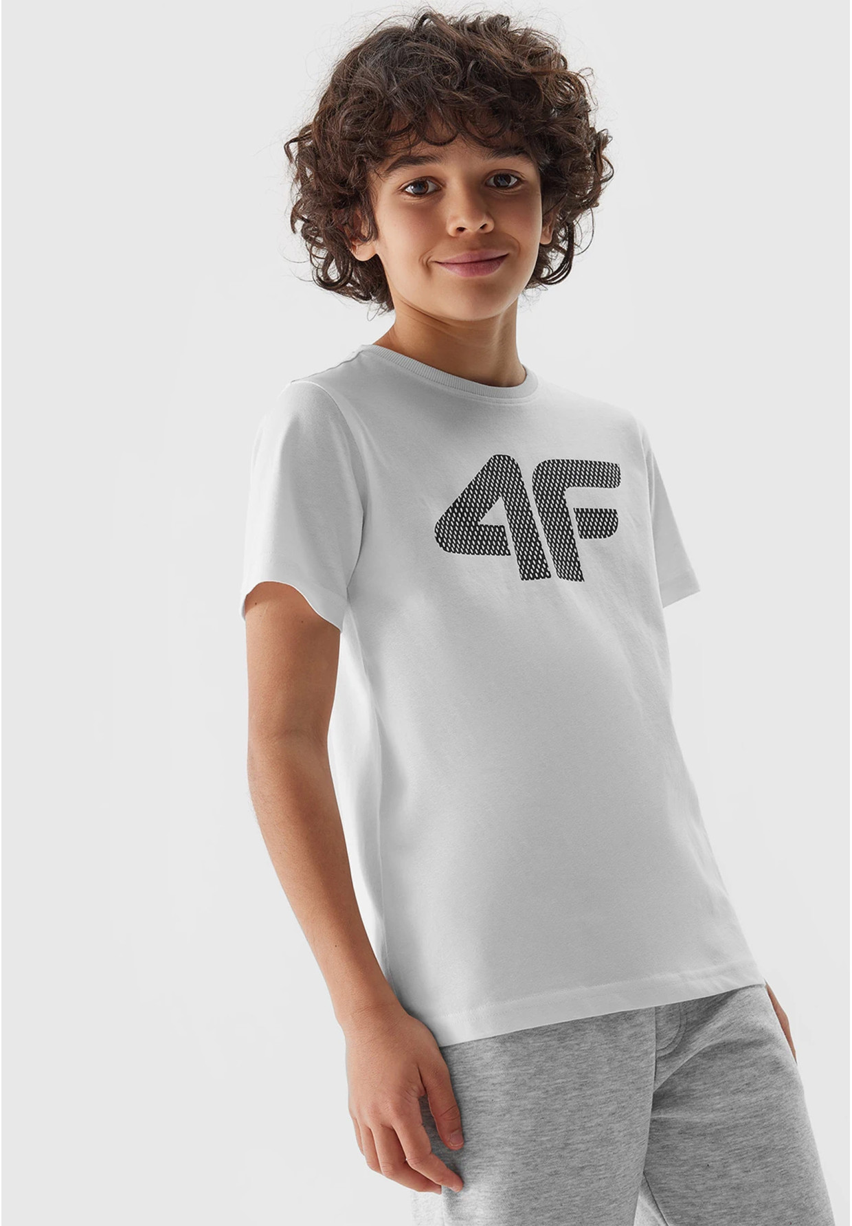 Koszulka Chłopięca 4F T-shirt z logiem Biały 4FJWSS24TTSHM1115