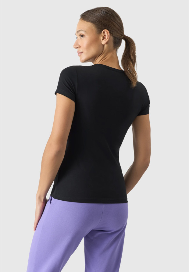 Koszulka Damska 4F T-shirt basic czarny 4FWSS24TTSHF1161
