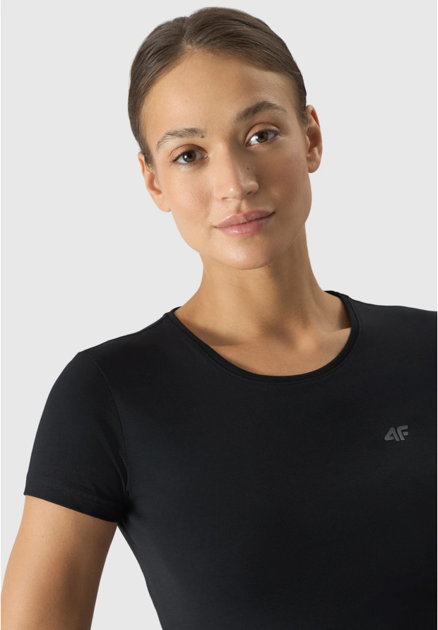 Koszulka Damska 4F T-shirt basic czarny 4FWSS24TTSHF1161