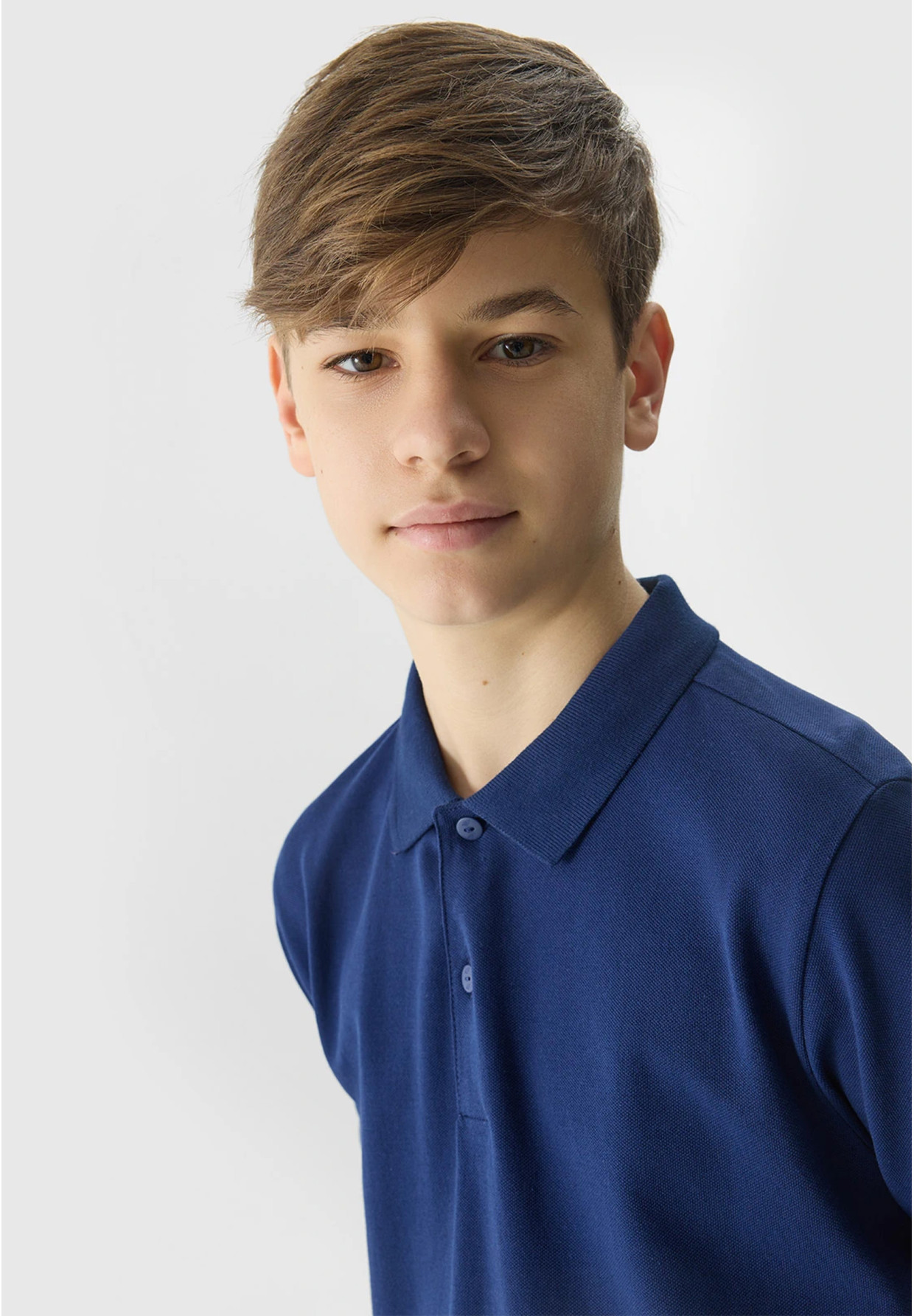 Koszulka Chłopięca 4F T-shirt polo granatowy regular 4FJWSS24TPTSM124
