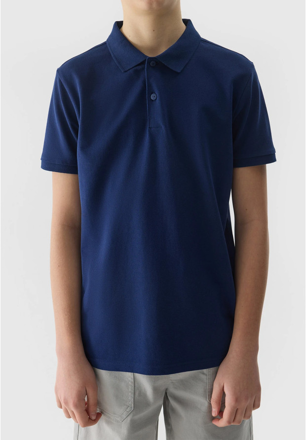Koszulka Chłopięca 4F T-shirt polo granatowy regular 4FJWSS24TPTSM124