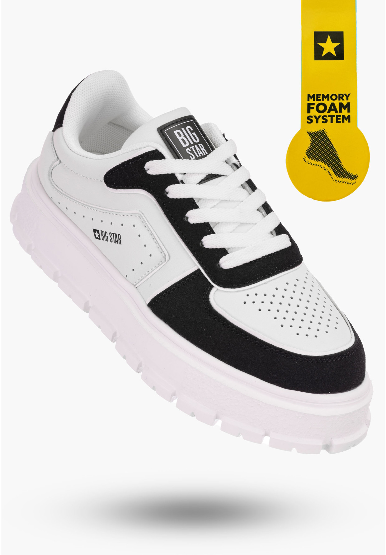 Buty Damskie BIG TAR Biało Czarne Sneakersy Lekkie Eko Skóra NN274367