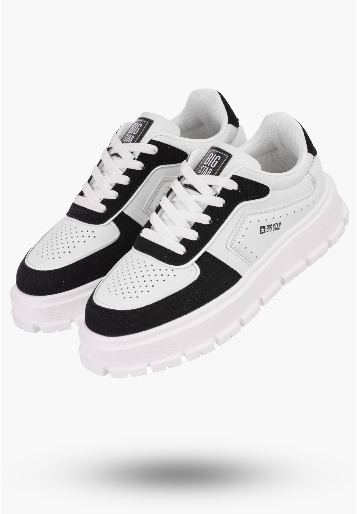 Buty Damskie BIG TAR Biało Czarne Sneakersy Lekkie Eko Skóra NN274367