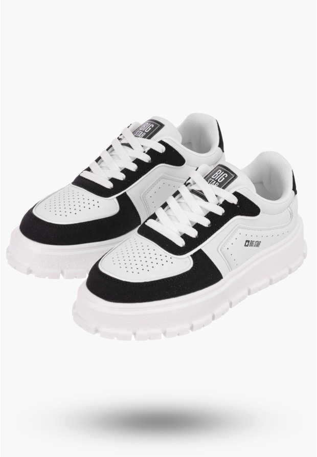 Buty Damskie BIG TAR Biało Czarne Sneakersy Lekkie Eko Skóra NN274367