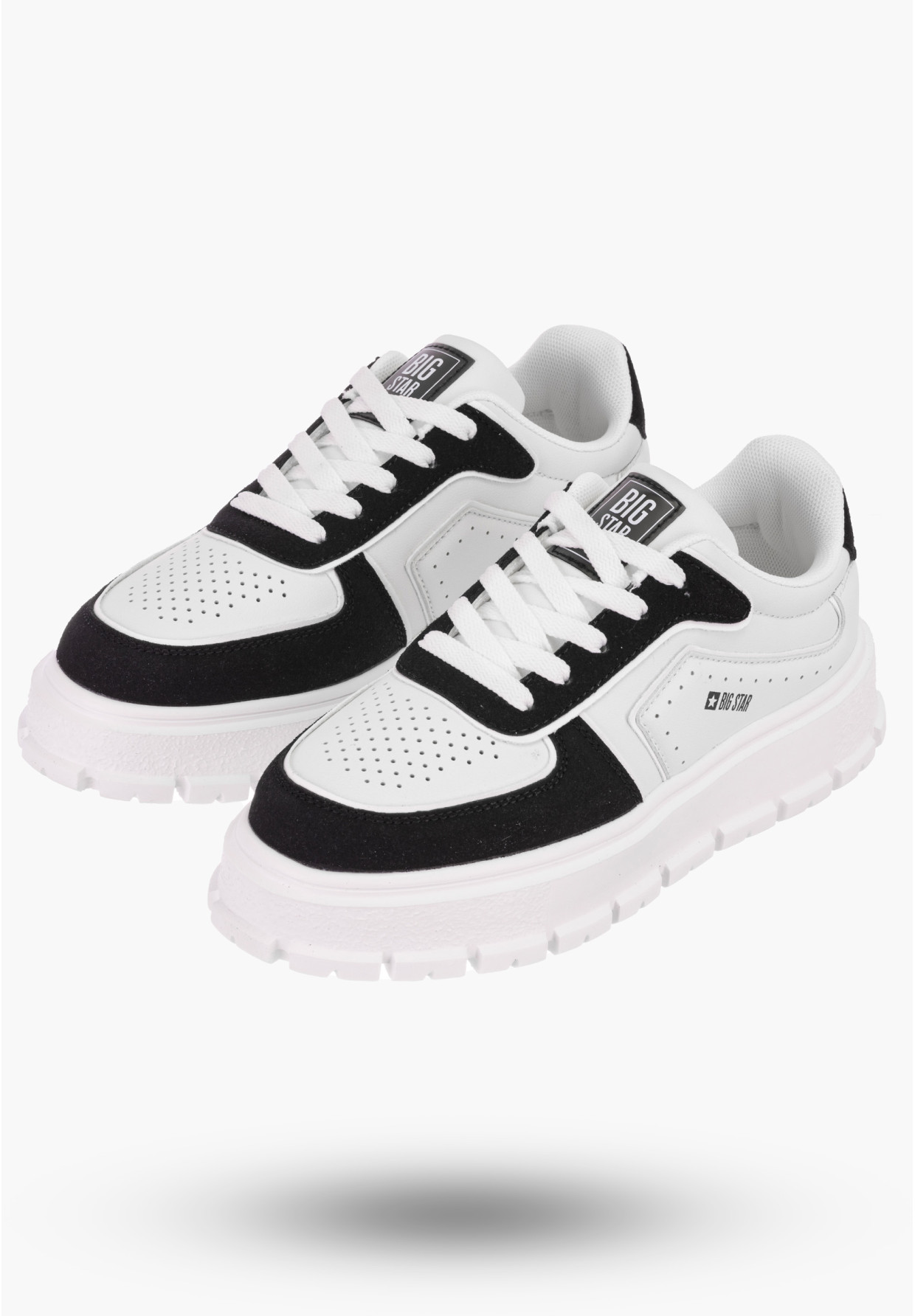 Buty Damskie BIG TAR Biało Czarne Sneakersy Lekkie Eko Skóra NN274367