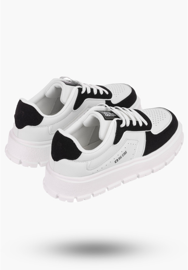 Buty Damskie BIG TAR Biało Czarne Sneakersy Lekkie Eko Skóra NN274367