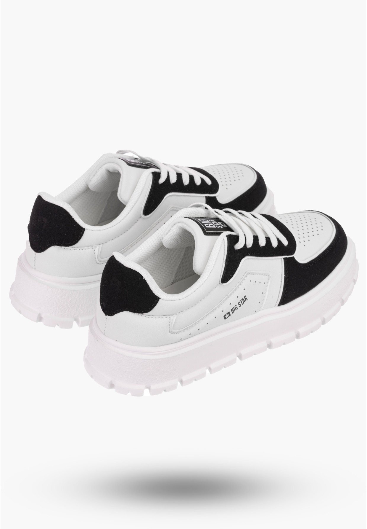 Buty Damskie BIG TAR Biało Czarne Sneakersy Lekkie Eko Skóra NN274367
