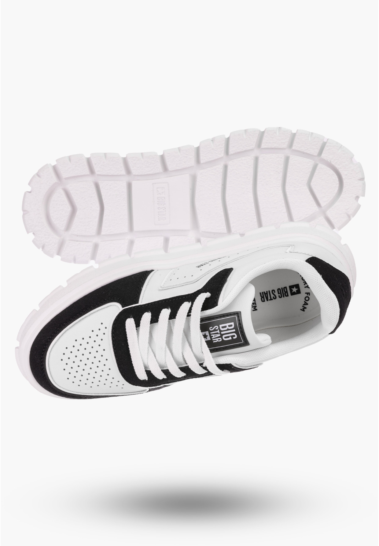 Buty Damskie BIG TAR Biało Czarne Sneakersy Lekkie Eko Skóra NN274367