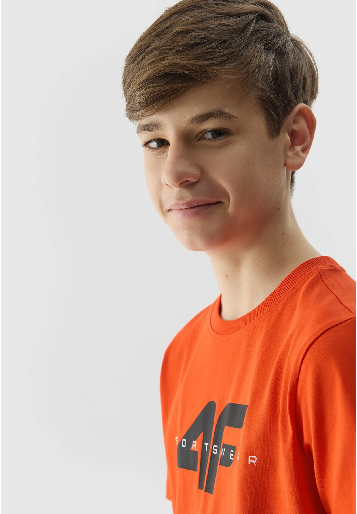 Koszulka Chłopięca 4F T-shirt Logo Pomarańczowy regular 4FJWSS24TTSHM1113